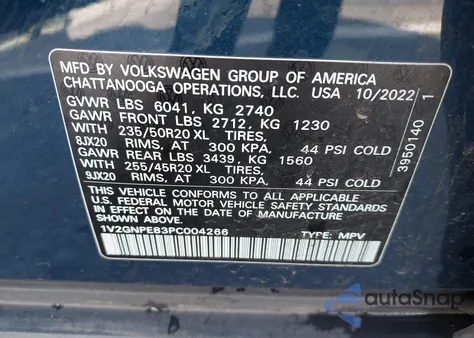 2023 Volkswagen Id.4 Awd Pro S/Awd Pro S Plus z USA, uszkodzony, nr VIN 1V2GNPE83PC004266